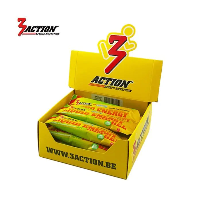 3action flydende energi gel æble 55 ml - displayboks 15 stykker - 1202020012