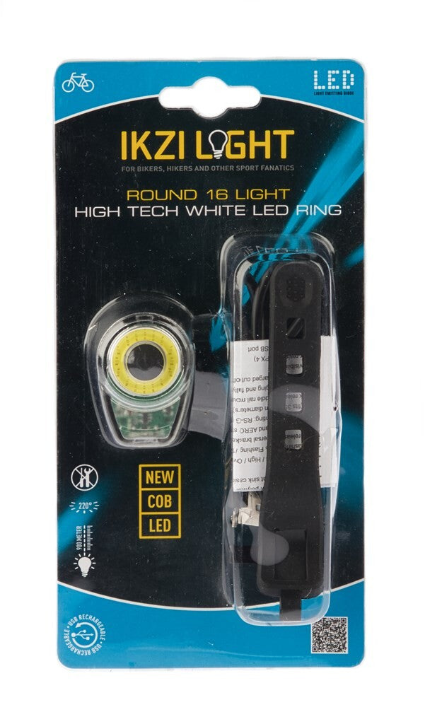Ikzilight headlamp round16 with white cob led ring usb