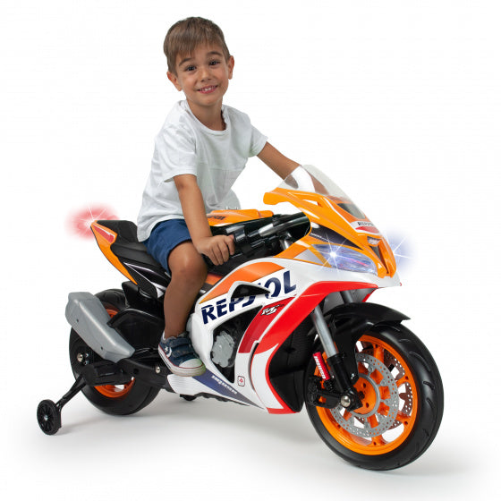 Injusa Repsol electric children's motorcycle 12V orange white