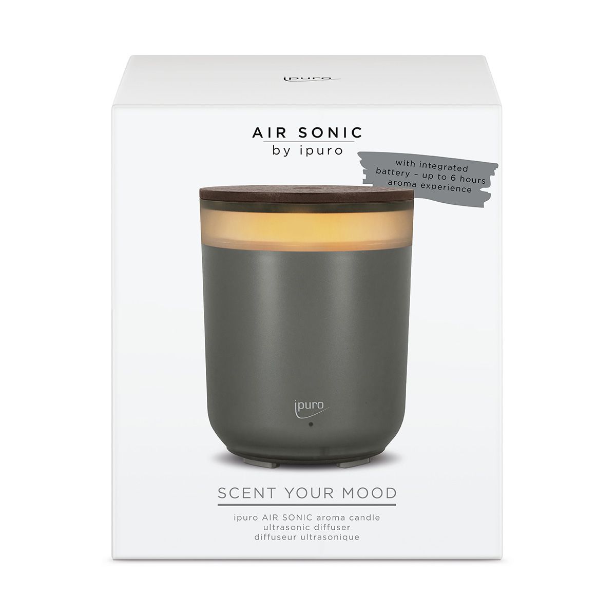 Ipuro air sonic aroma candle gray
