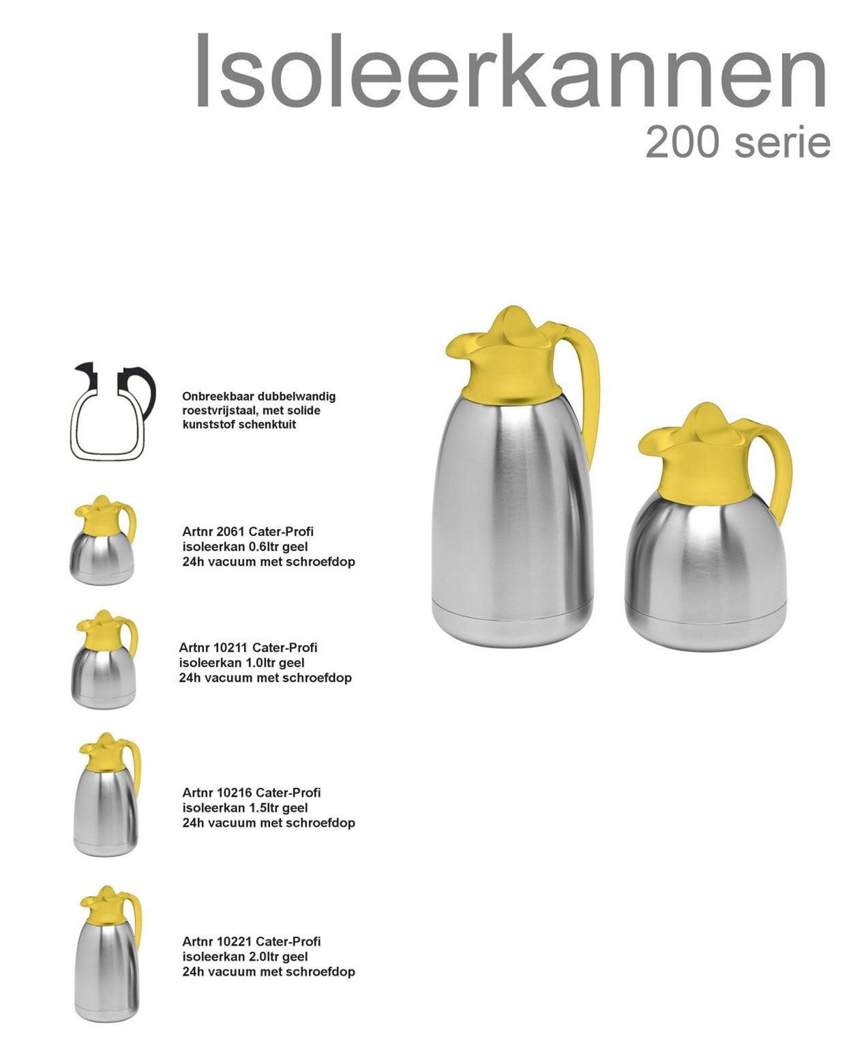 Isoleerkan roestvrijstaal gele dop (1 liter)