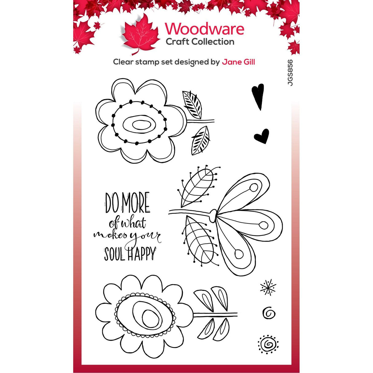 Woodware • clear singles stempel set petal doodles happy soul