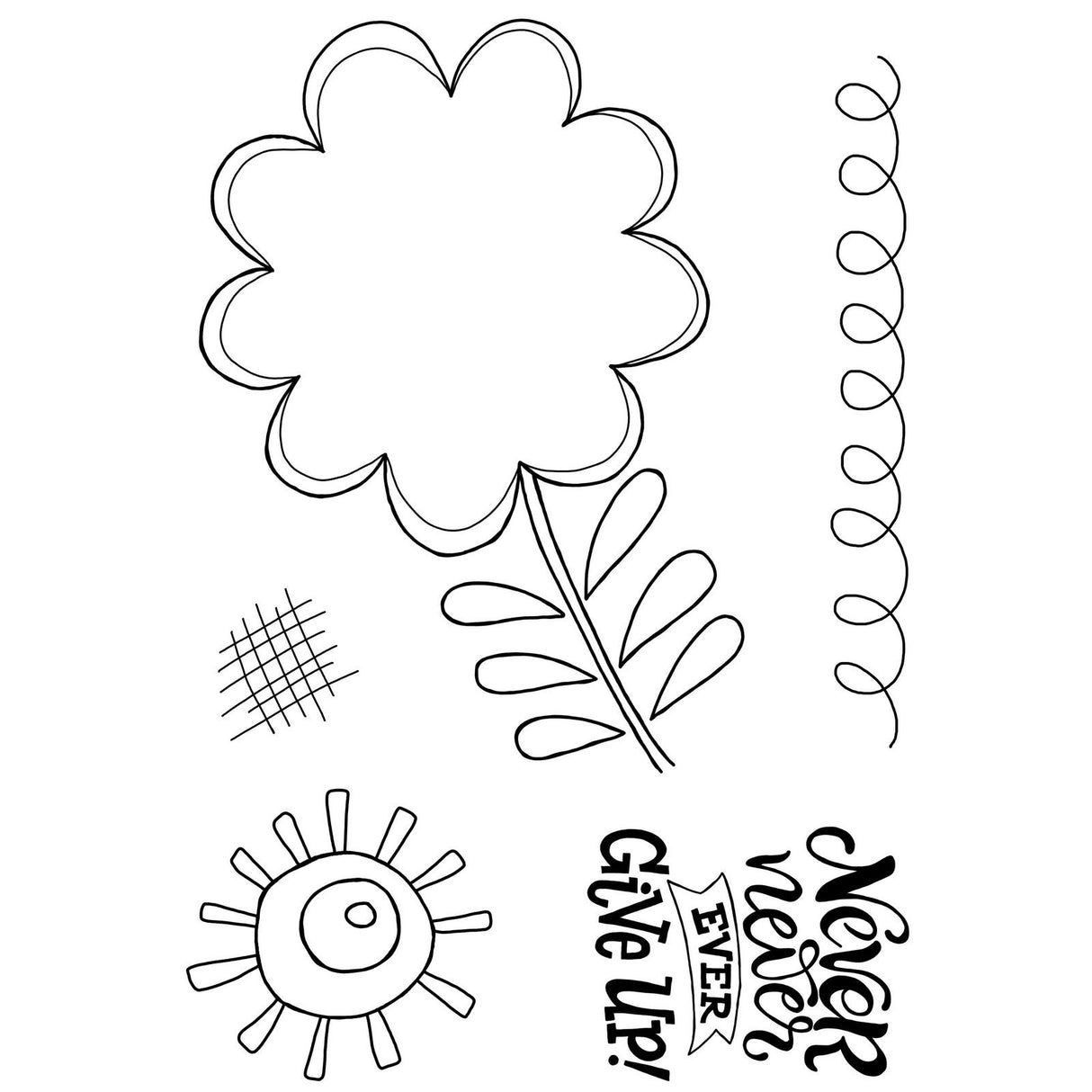 Woodware • clear singles stempel set petal doodles never give up