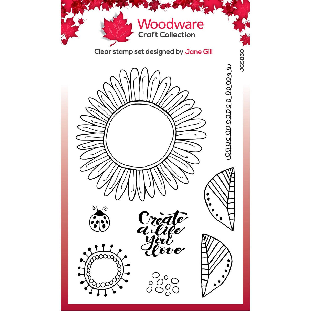 Woodware • clear singles stempel set petal doodles live life
