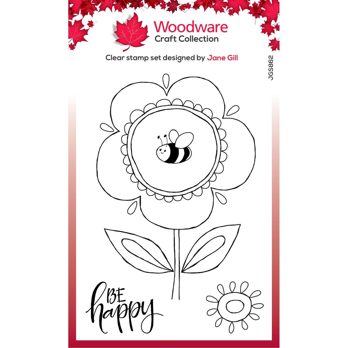 Woodware • clear singles stempel set petal doodles be happy