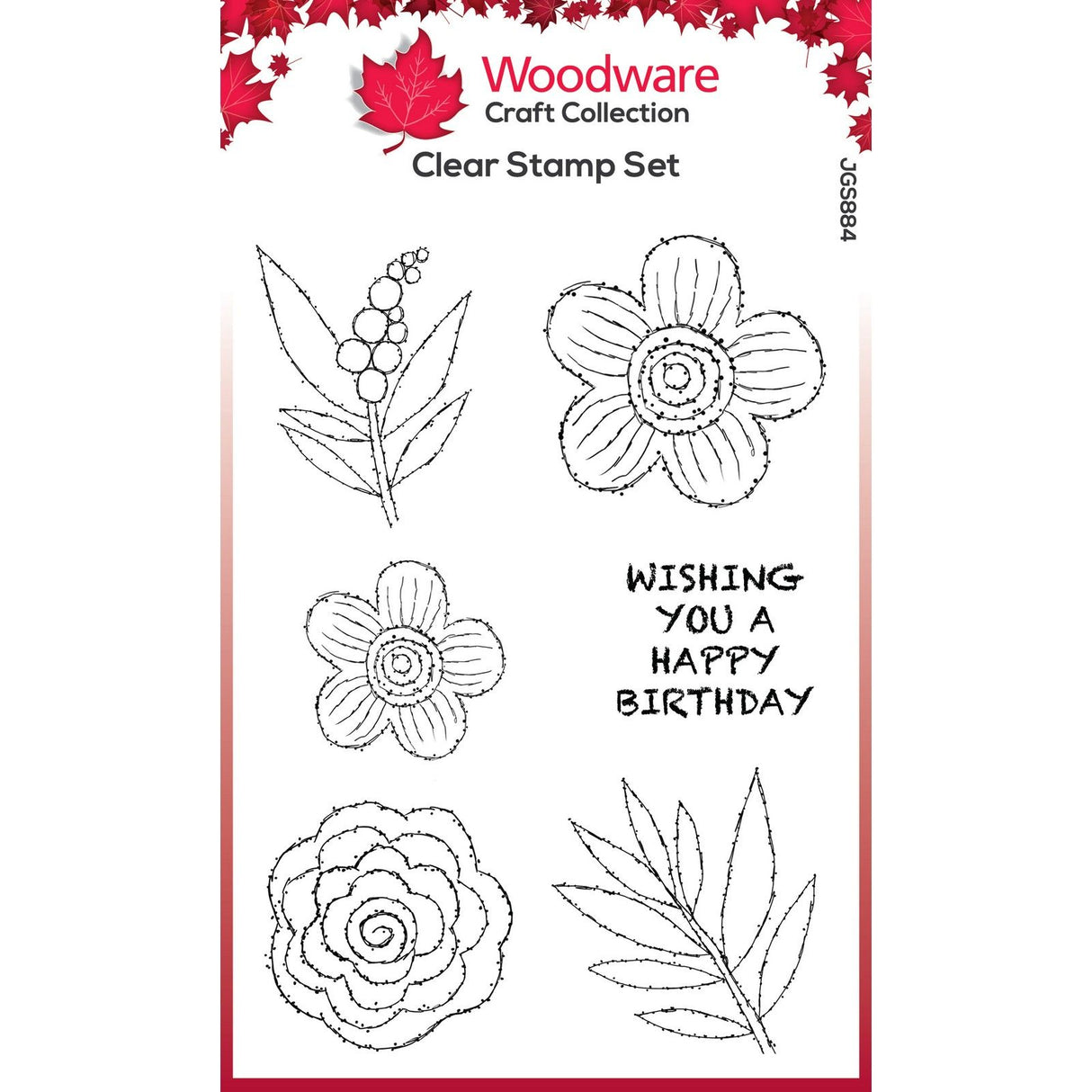 Woodware • clear singles blooms for birds flower heads 4 in x 6 in stamp set