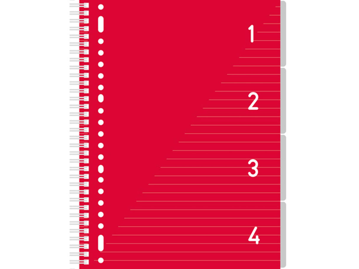 Kangaro 4 in 1 schrijfblok a4, gelinieerd rood