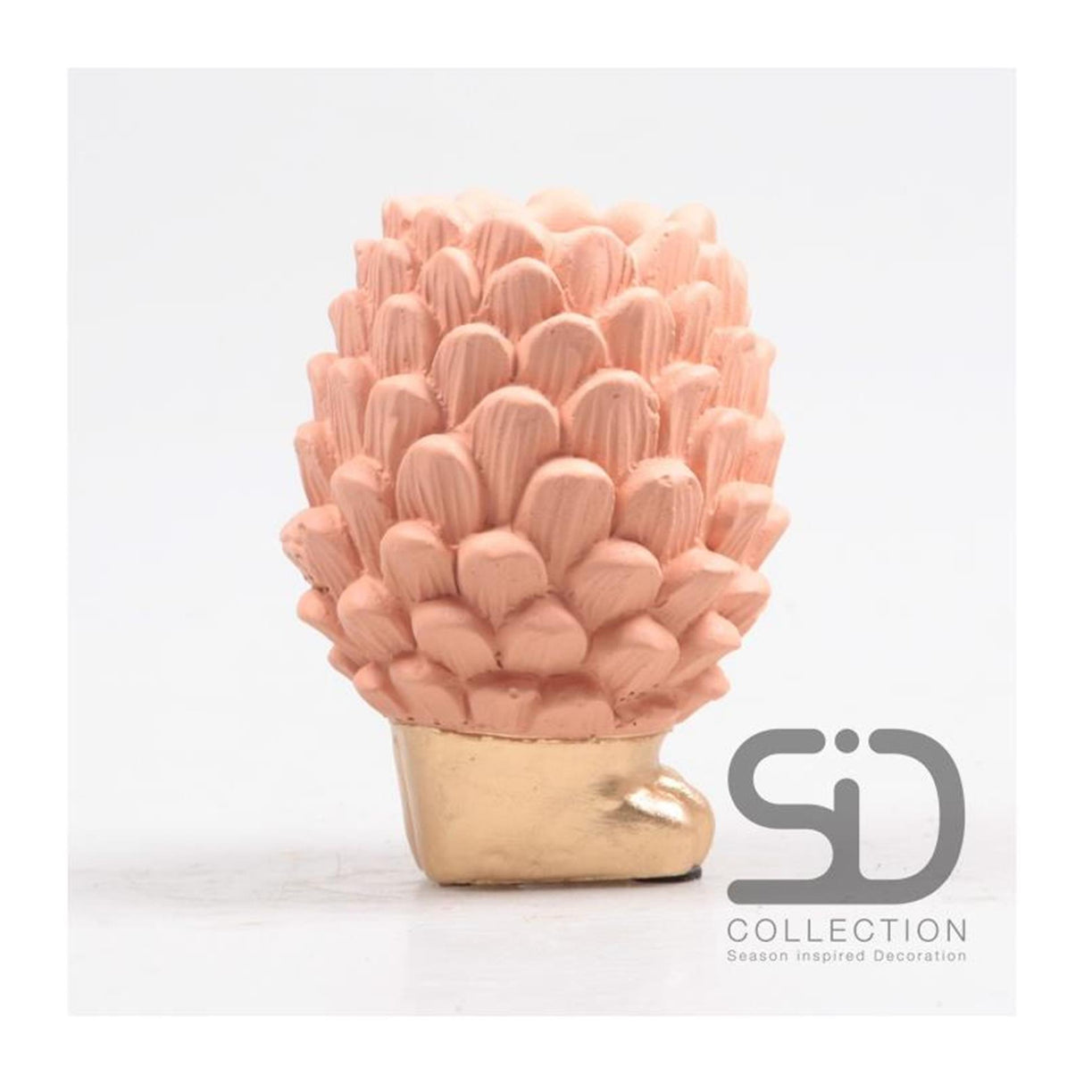 Season inspired decoration vaas dennenappel op voet 12cm beigerood