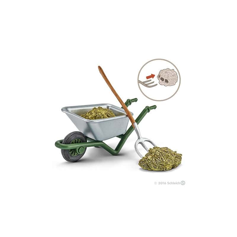 Schleich Farm World wheelbarrow with hay and Riek