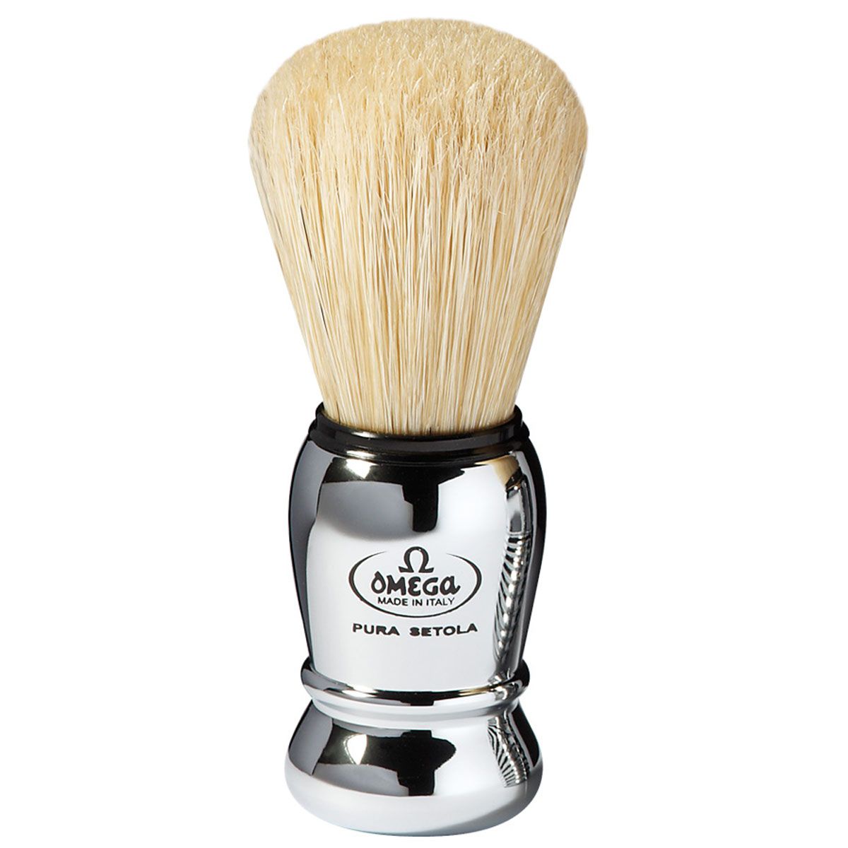 Omega shaving brush pig bristle chrome handle 10cm