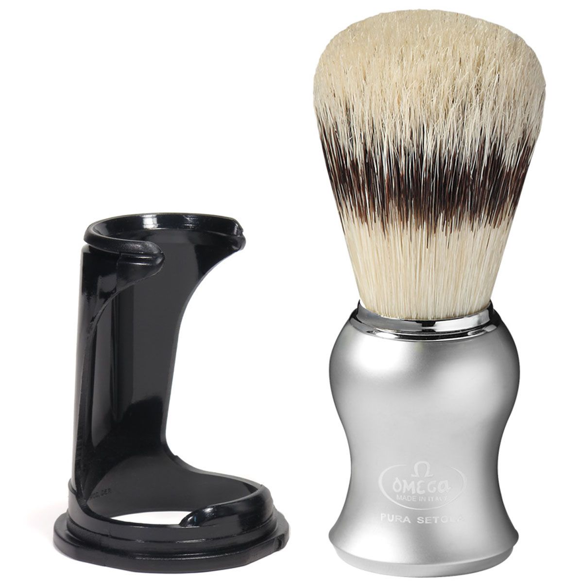 Omega shaving brush pig bristles with badger hair effect matt gray handle + standard 11cm