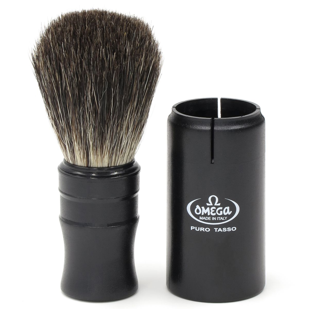 Krtača za britje Omega 100% black badger potovalna krtača 9 cm