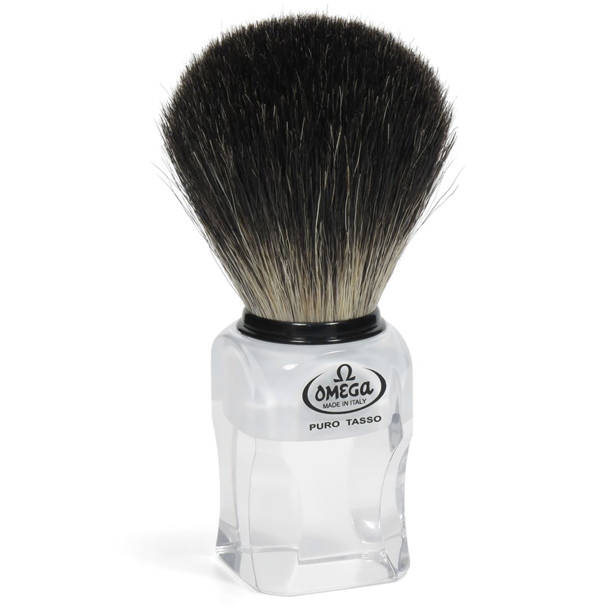 Omega shaving brush 100% black badger transparent + standard 11cm