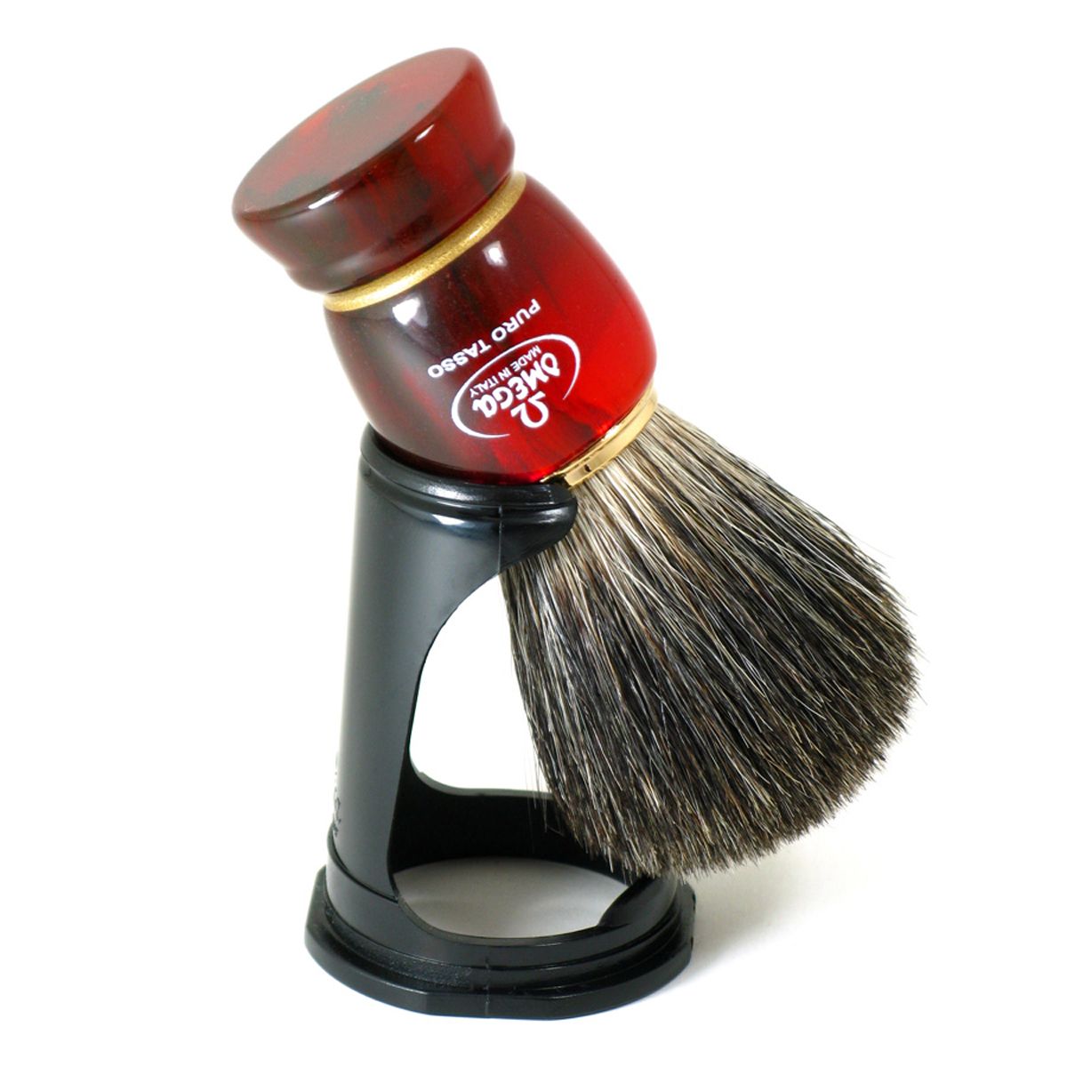 Omega shaving brush 100% black badger resin handle + standard 10cm