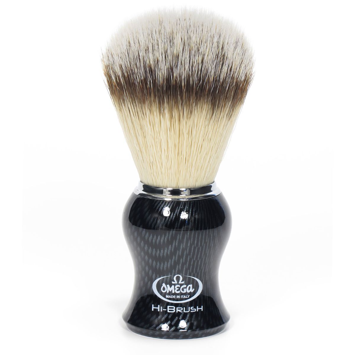 Brocha de afeitar omega hi-brush pelo sintético efecto pelo de tejón mango de fibra de carbono 11cm