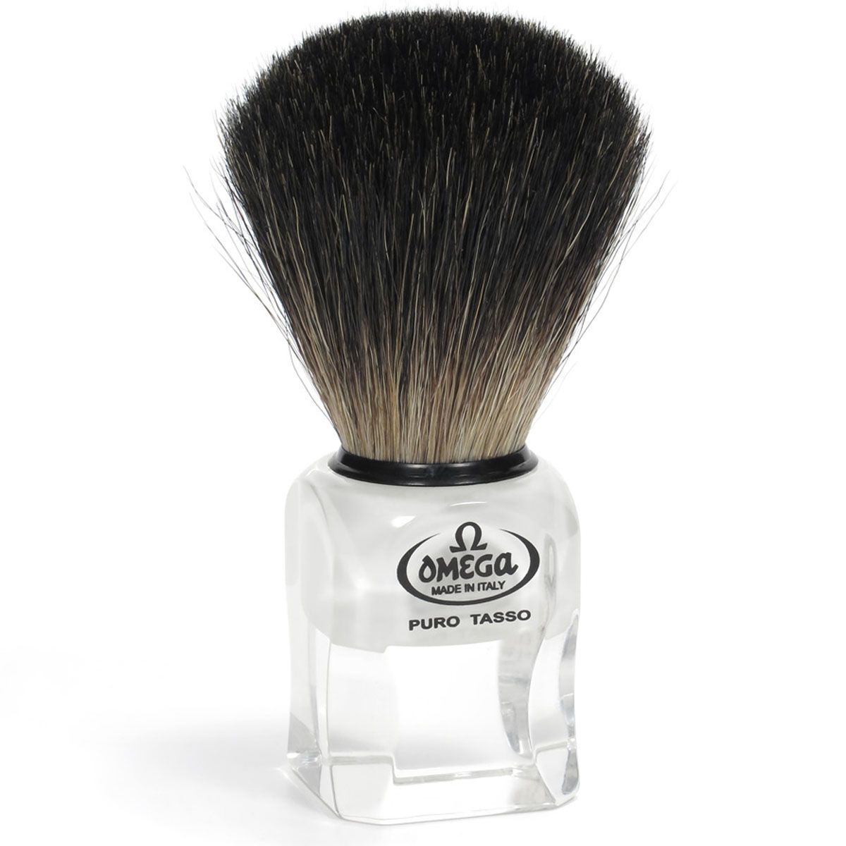 Omega shaving brush 100% black badger transparent + standard 9.5cm