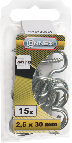 Tornillo gancho connex 2.6x30 15uds vz - ky5120030
