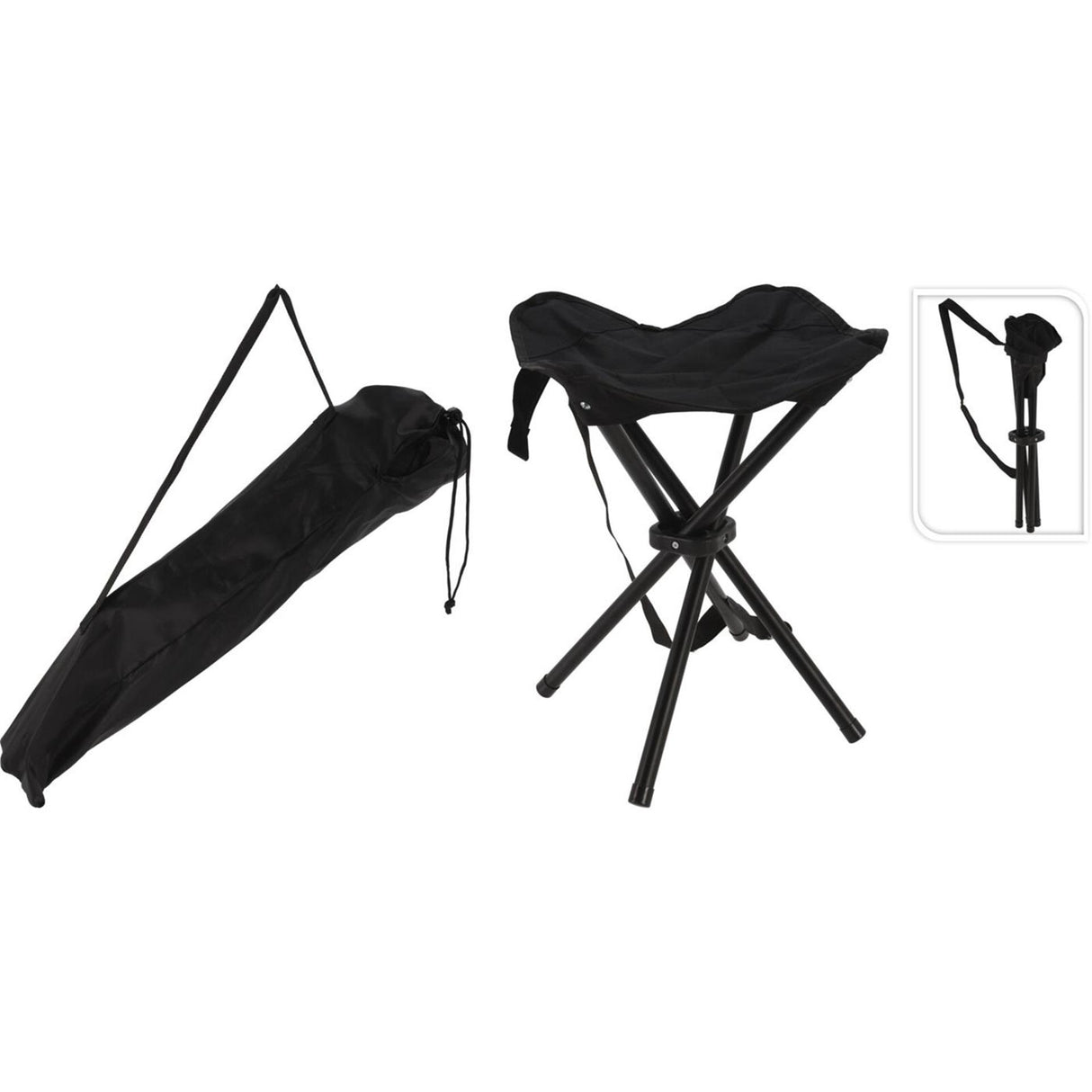 No brand folding stool fishing chair four-legged black | 3 pieces