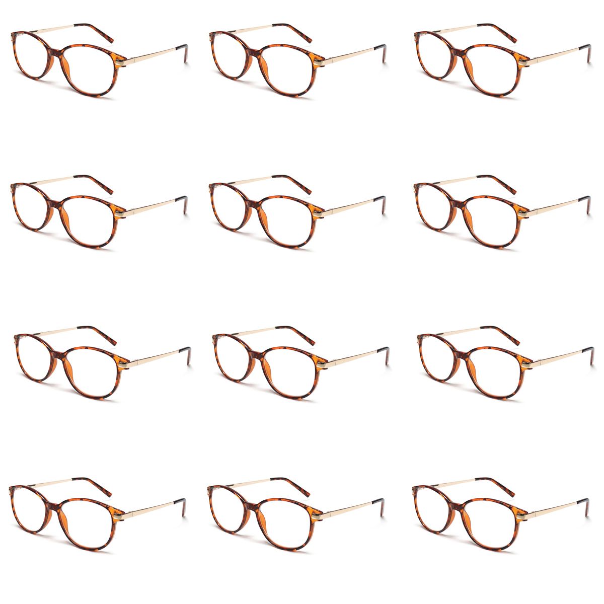 Spectrum 12 pieces reading glasses Havana gold assorted classic round