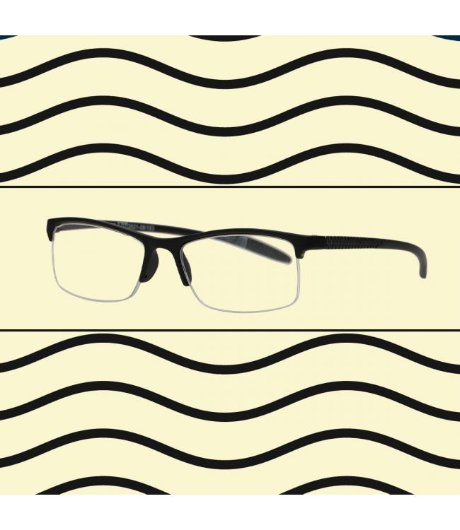Spectrum Reading Glasses Black Rectangular Half Rimeless 1.00