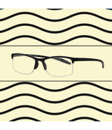 Spectrum Reading Glasses Black Rectangular Half Rimeless 1.00