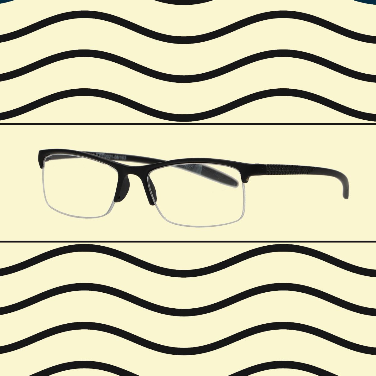 Spectrum reading glasses black rectangular half rimless 3.00