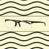 Spectrum reading glasses black rectangular half rimless 3.00
