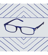 Spectrum reading glasses matte blue rectangular 3.50