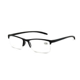 Spectrum reading glasses black rectangular half rimless 2.00