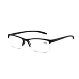 Spectrum reading glasses black rectangular half rimless 2.50