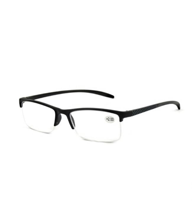 Spectrum Reading Glasses Black Rectangular Half Rimeless 3.50