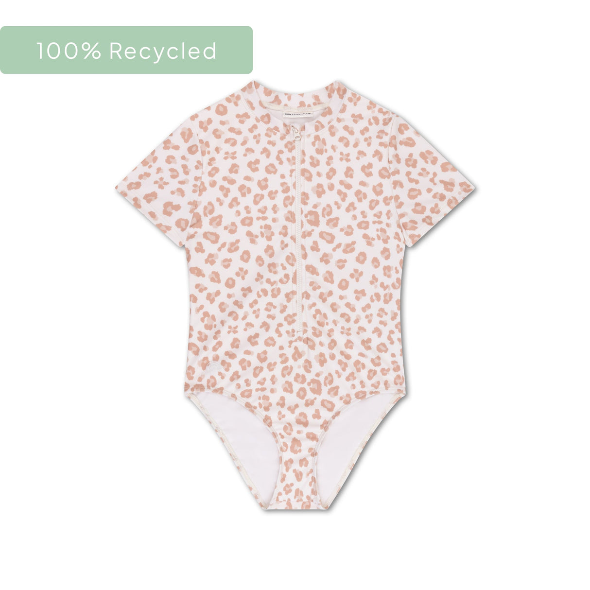 Leopardo | Traje de baño UV de chicas beige con mangas cortas