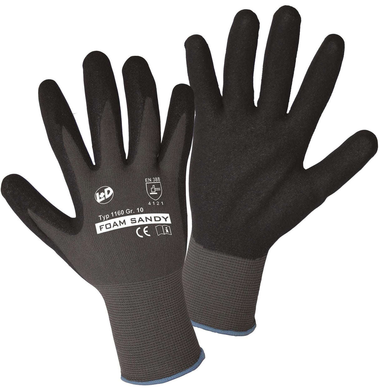 L+d work gloves size xxl foam sandy