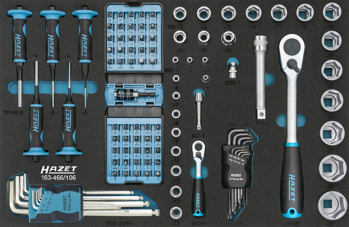 Hazet tool assortment 106 pcs safety insert syst.