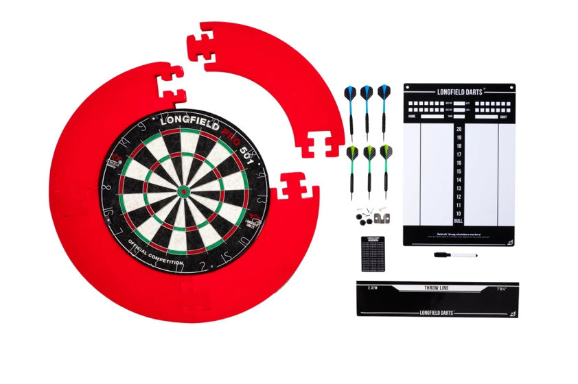 Torneo di Darts di Longfield Dartboard con accessori rosso 8 pezzi