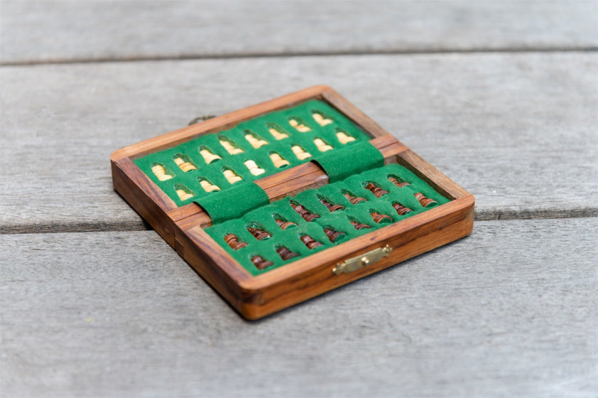 Longfield Games šahovski set zložljivi les 12,5 cm rjava naravna