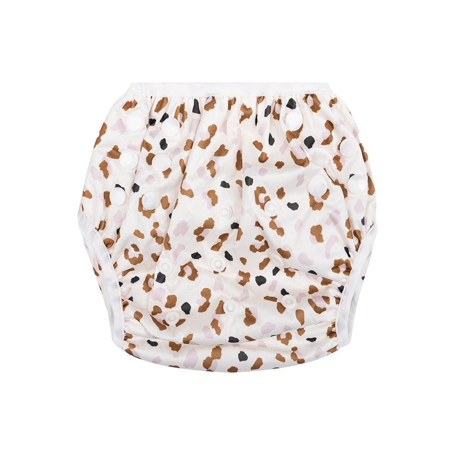 Leopard | khaki washable swim diaper