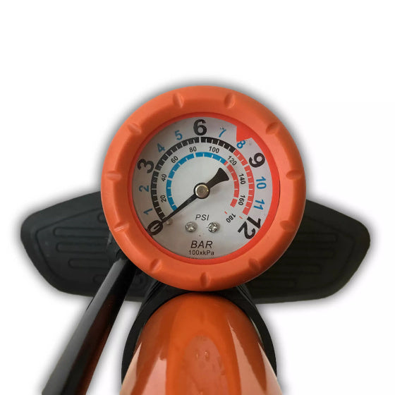Fahrradpumpe mit Manometer 6 bar Orange