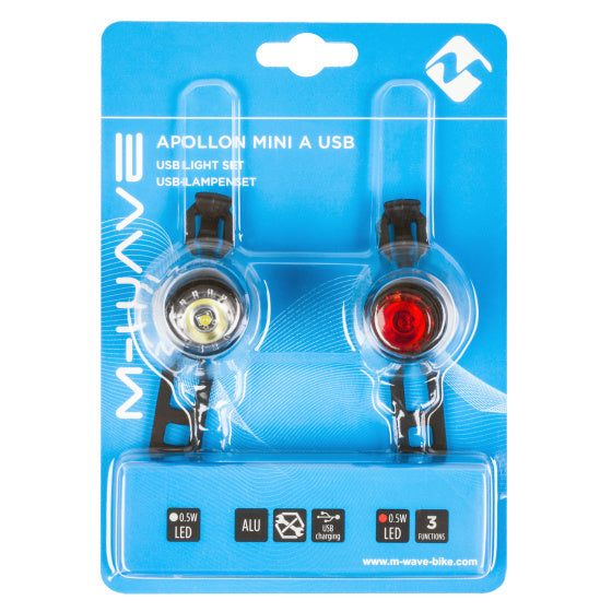M-Wave Apollon Mini Lighting Set set LED 360 ° Visibilità Nero