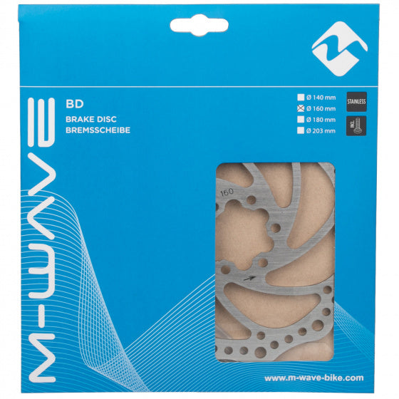 M-wave freno disco 160 mm 6 fori in acciaio inossidabile argento