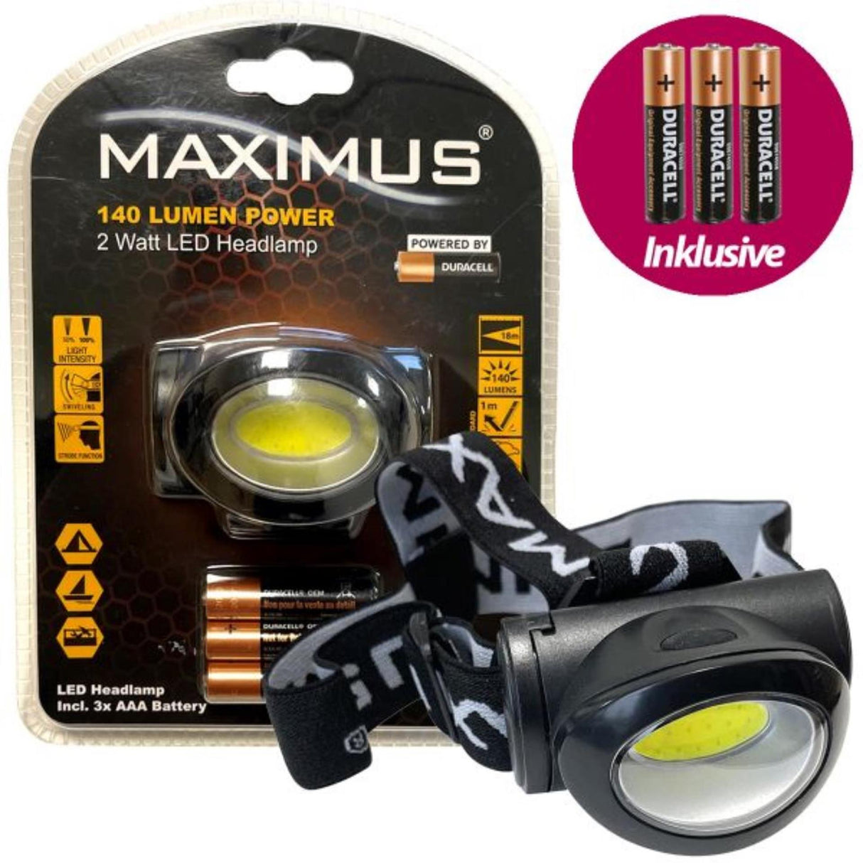 Maximus led hoofdlamp 2w 140lm