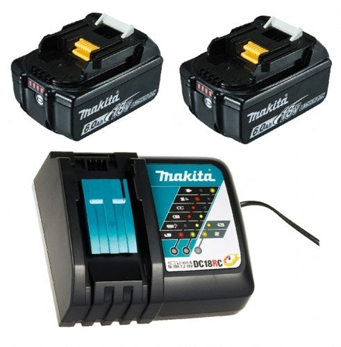 Makita Accessoiren Power-Source-Kit 199480-6 - 2x Batterie bl1860b 18v 6.0ah mat Batterieindikator + Ladegerät dc18rc - 199480-6
