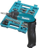 Makita df001dw 3,6v ruuvimeisseli sisäänrakennetulla 1,5 ah Li-ion akulla, laturi, kotelo, 81 kpl. sarja - df001dw