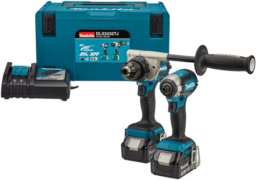 Makita dlx2432tj | conjunto combinado | 18v | trabalhos mais pesados ​​de perfuração e aparafusamento (de impacto) | 2x bateria de 5,0 ah | ddf486 e dtd153 | carregador rápido | em mbox
