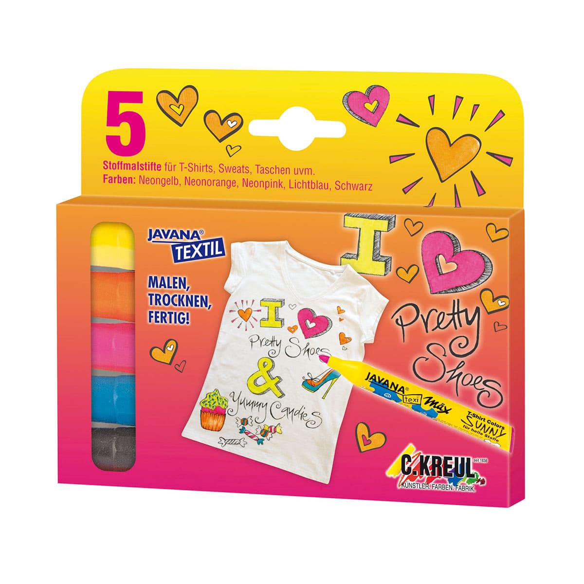 Van der doelen Javana Texi Max Sunny Textile Stift 5 Neon Colors