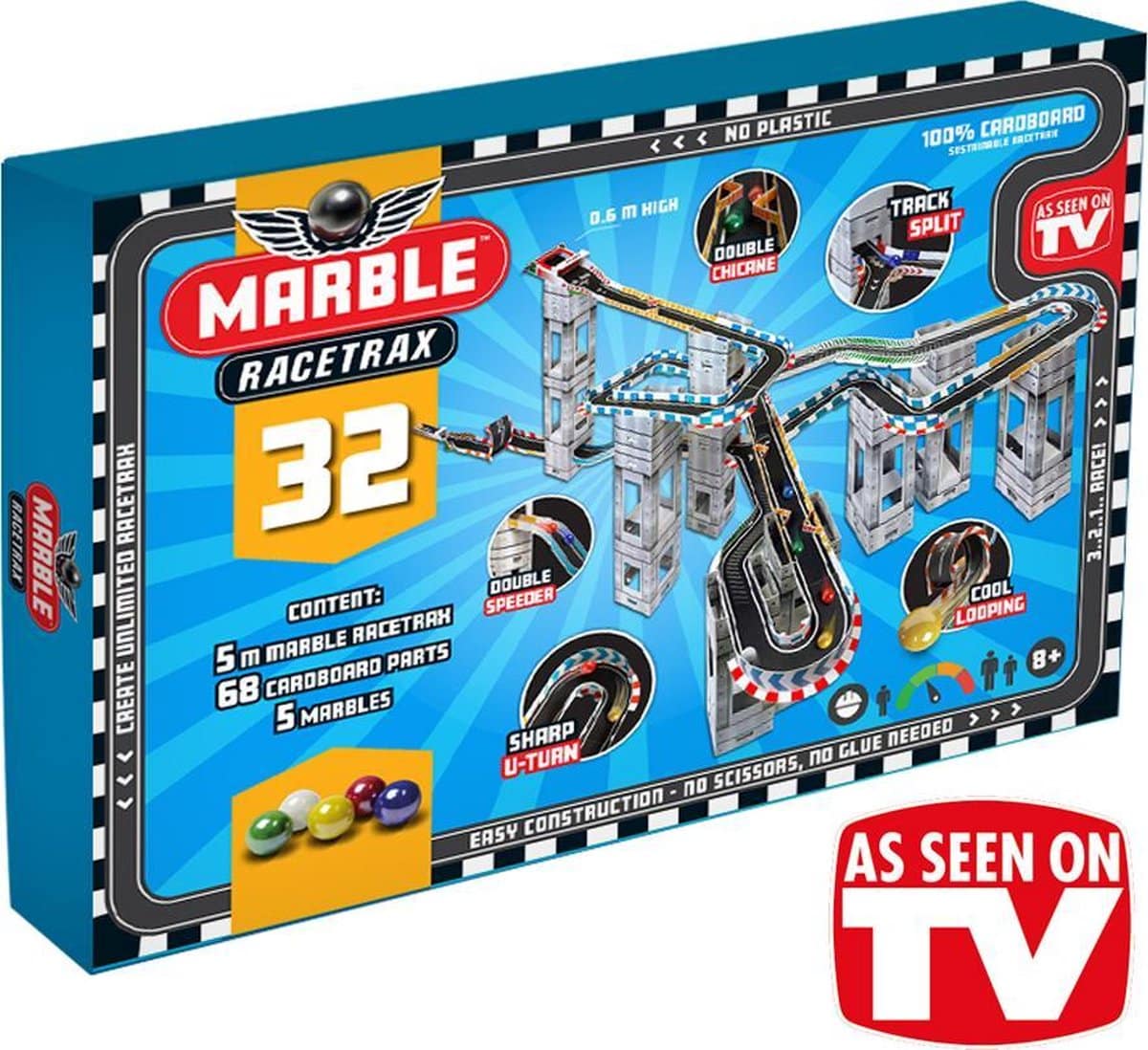 Brand Unit Marble Mania Racetrac 5 metri Cancello da corsa con 5 marmi