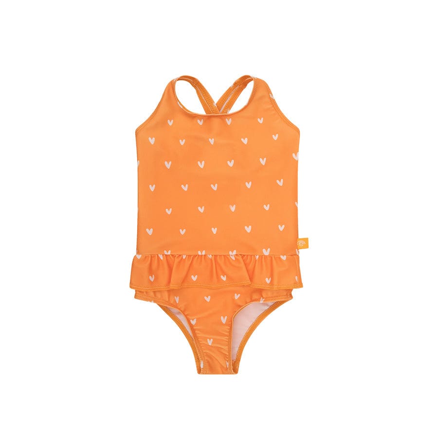 Orangefarbener Kuss | Orangefarbene Mädchen UV Badeanzug