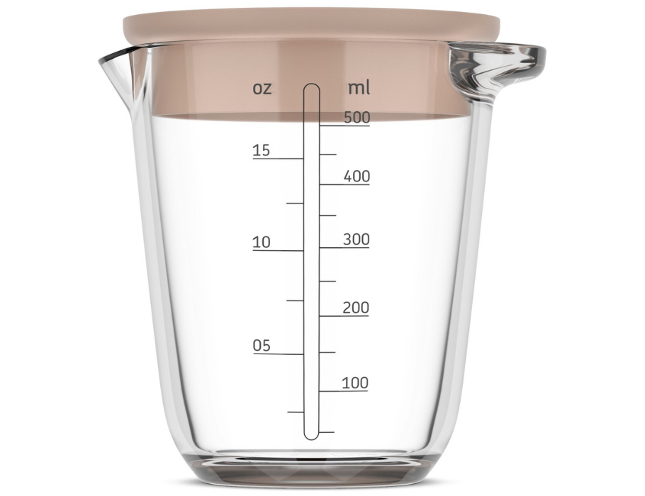 Glass measuring cup 500ml with lid Chalk