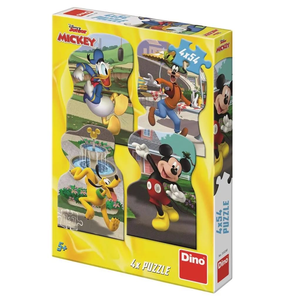 Dinotoys Dino Puzzle - Disney Junior Mickey ve městě - 4 x 54 kusů