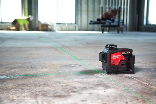 Milwaukee m12 3pl-401c kruislijnlaser | met 3 groene 360° laser cirkels | 12v | 4.0ah | li-ion - 4933478102
